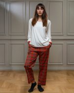 Πιτζάμα με καρό τύπωμα λευκή