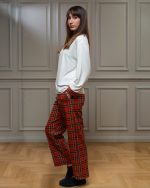 Πιτζάμα με καρό τύπωμα λευκή - Image 2